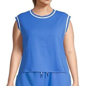 Sports Illustrated Women’s Sleeveless French Terry Tank Top - Blue/White
